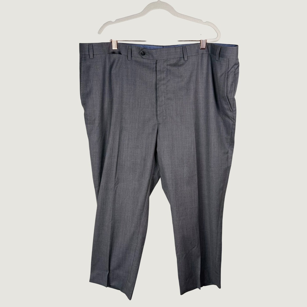 Hart Schaffner Marx Mens 44x24.5 Gray 100% Wool Dress Pants Flat Front Canada